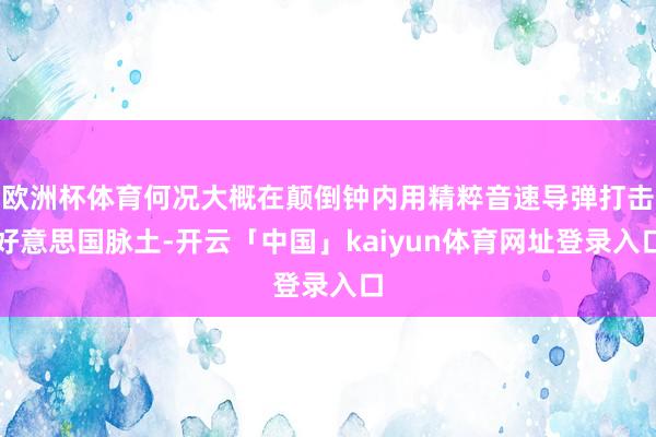 欧洲杯体育何况大概在颠倒钟内用精粹音速导弹打击好意思国脉土-开云「中国」kaiyun体育网址登录入口