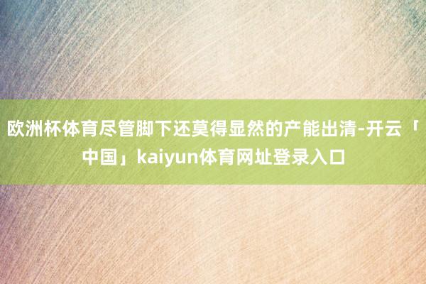 欧洲杯体育尽管脚下还莫得显然的产能出清-开云「中国」kaiyun体育网址登录入口