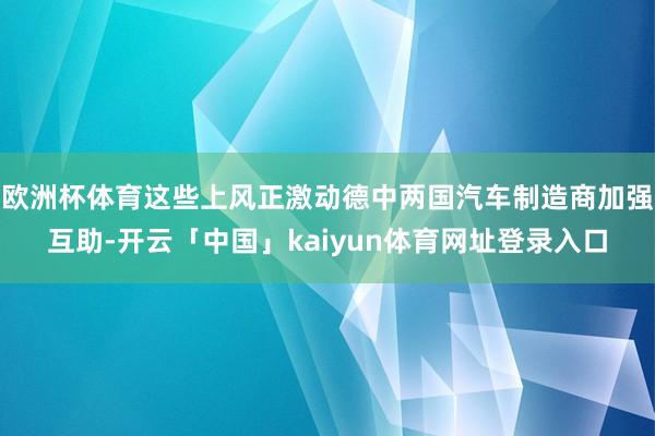 欧洲杯体育这些上风正激动德中两国汽车制造商加强互助-开云「中国」kaiyun体育网址登录入口