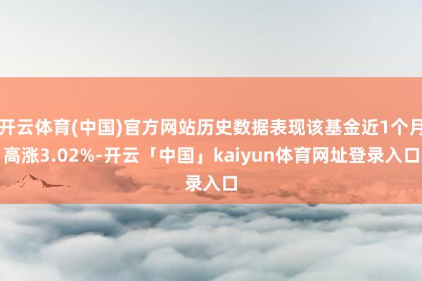 开云体育(中国)官方网站历史数据表现该基金近1个月高涨3.02%-开云「中国」kaiyun体育网址登录入口